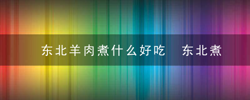 东北羊肉煮什么好吃 东北煮羊肉和什么一起煮好吃